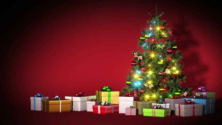 Beautiful Christmas Tree with Gifts Stock Footage Video (100% Royalty