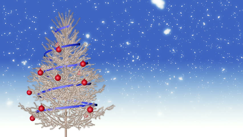 Christmas Tree On Blue Background Stock Footage Video (100% Royalty