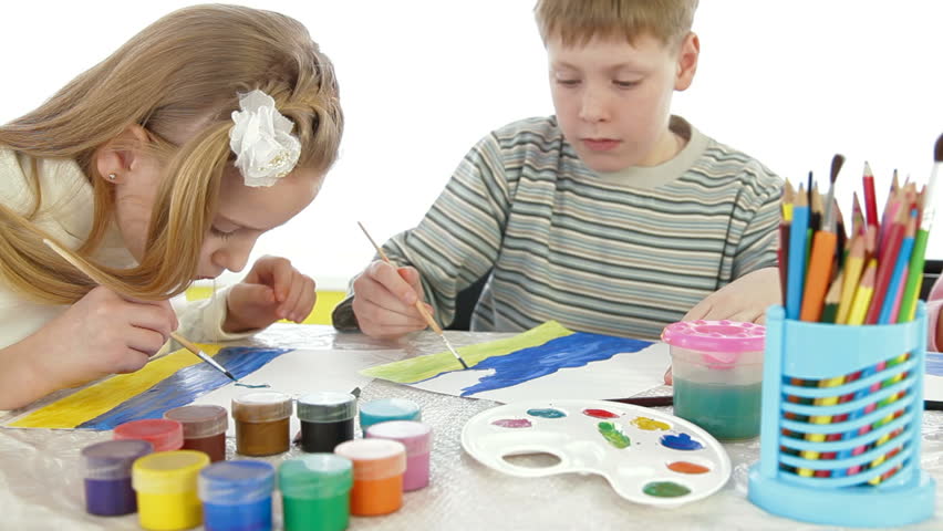 Children Painting at Art School Video de stock (totalmente libre ...