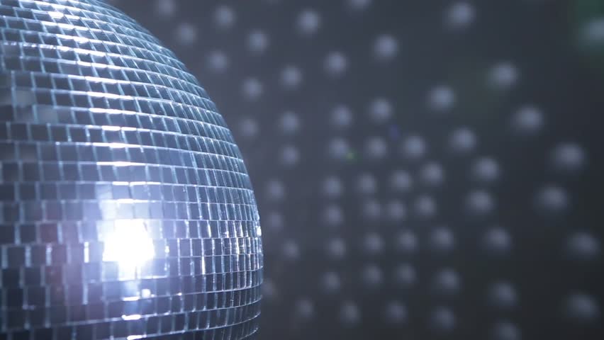 Disco Ball In Strobe Lights At Night Club Party, People Dancing Stock ...