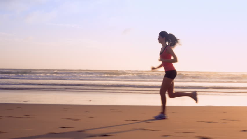 Running Woman Outdoors Beach Run Stock Footage Video 5895974 | Shutterstock