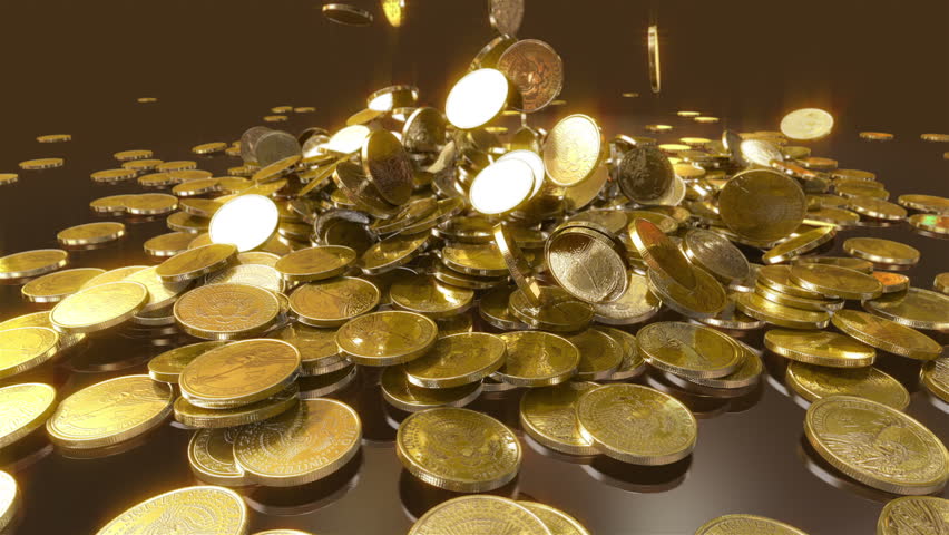 Coins Fall Slow Motion. High Stock Footage Video (100% Royalty-free