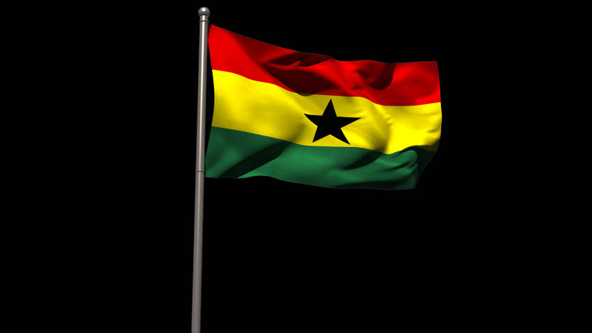 Seamless Looping High Definition Video Of The Ghanaian Flag Waving On A ...