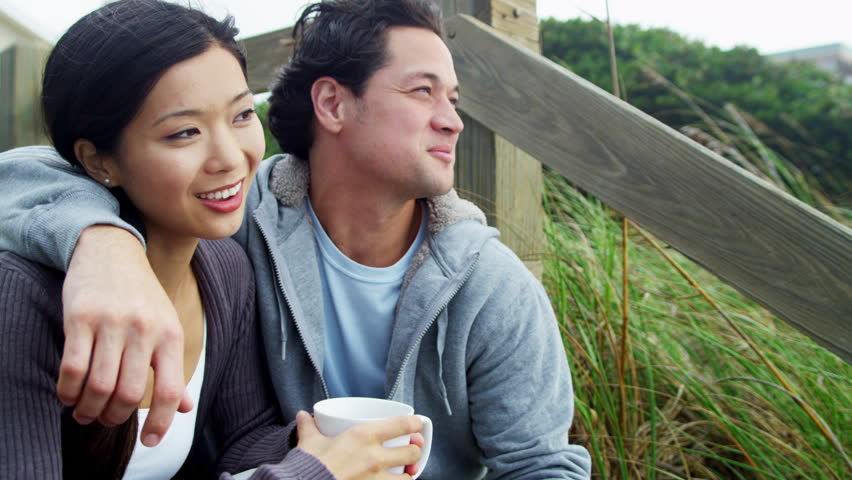 Happy Multi Ethnic Couple In Love Enjoying Healthy Outdoor Lifestyle ...