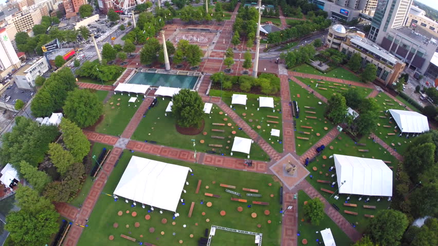 Aerial Centennial Olympic Park Atlanta Stock Footage Video (100%