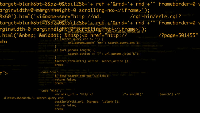 Animated Source Code Scrolling, White Characters Black Background ...