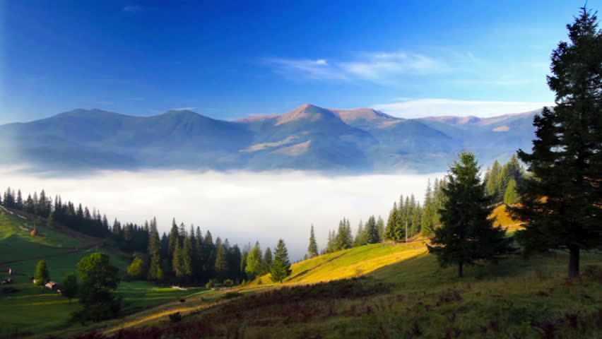 Fantastic Mountain Landscape Carpathian Ukraine Stock Footage