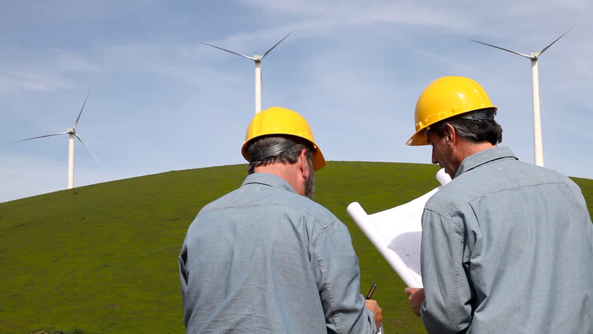 Two Engineers Working Near Wind Stock Footage Video (100 Royaltyfree
