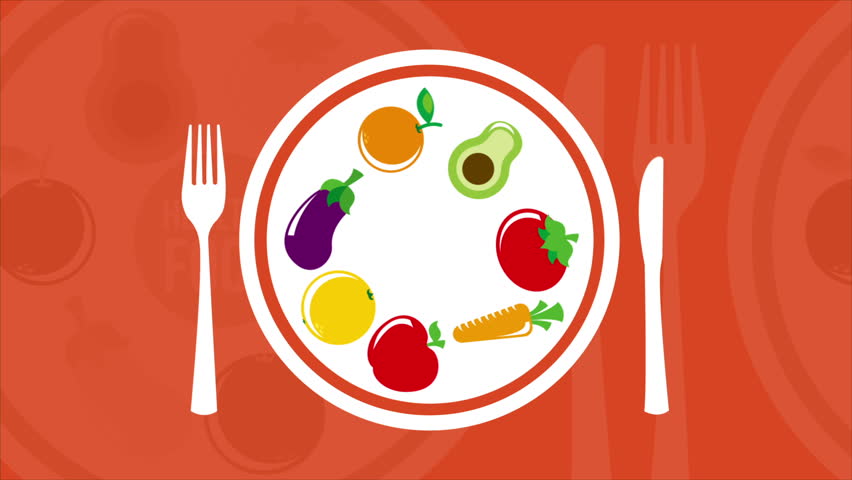 Vegan Eat Well Plate And Healthy Diet Food Icons On A 