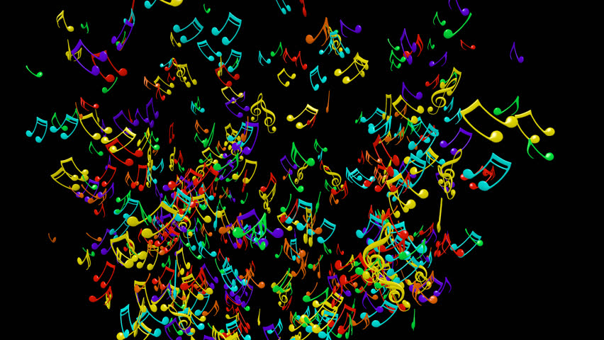 Stock Video Clip Of Animated Exploding Colorful 3d Music Notes 2