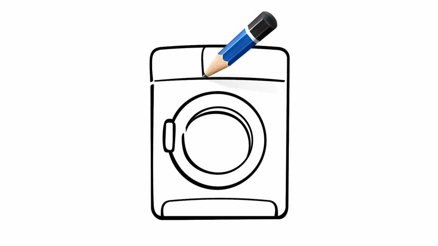 Drawing of Washing Machine On Stock Footage Video (100% Royalty-free