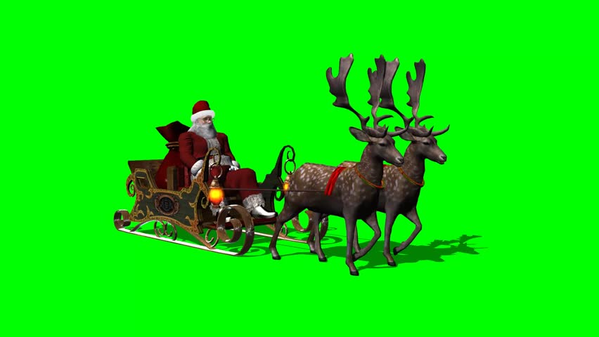 Santa Claus With Sleigh And Reindeer Animated Stock Footage Video ...