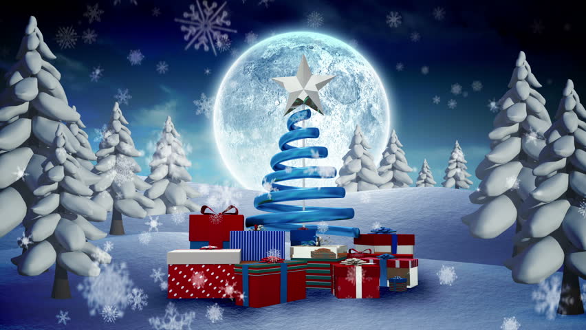 Loop Able Christmas Snow Globe Snowflake With Snowfall On Blue ...
