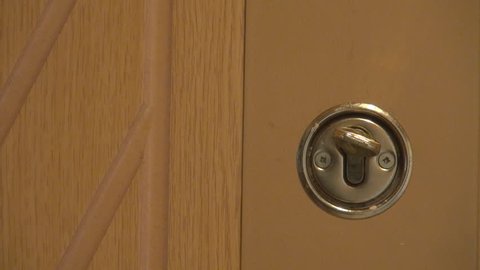Unlocking House Entry Door Close Stock Footage Video 100
