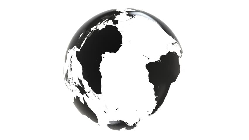 Loopable Rotating Earth Planet Globe Silhouette Stock 