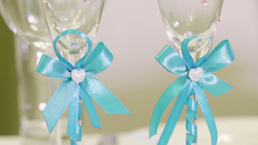 Decorated Wedding Glasses With Initials Stock Footage Video 100