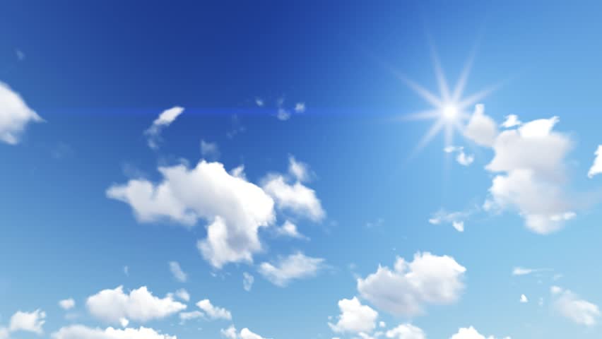 Animated Clouds With Sun And Lens Flare,time Lapse Stock Footage Video ...