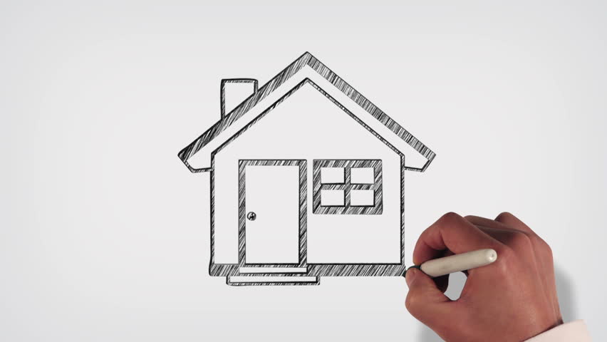 Hand Drawing A House With Pencil On White Paper. Stock Footage Video ...