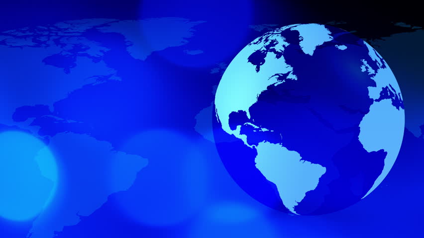 Dark Blue World Map And Planet Earth. Global Motion ...