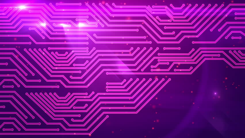 Purple Circuit Board Electronic Hi-tech. Beautiful Chip Background
