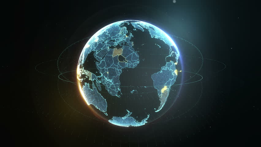 Slowly Rotating Transparent World Globe. Planet Earth Motion Graphics ...