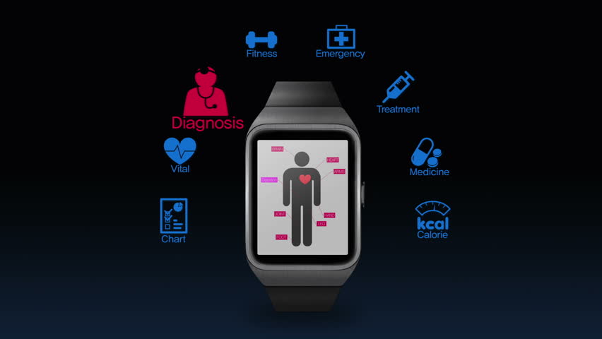 Stock Video Clip of Health care application function for smart watch ...